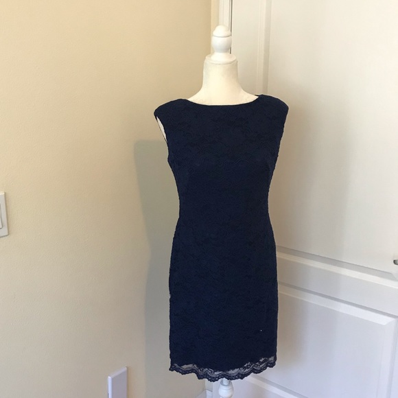Ralph Lauren Dresses & Skirts - Ralph Lauren Navy Lace Sheath Dress Evening size 6